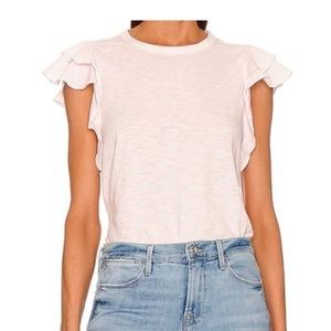 Veronica Beard White Ruffle Sleeve Tee